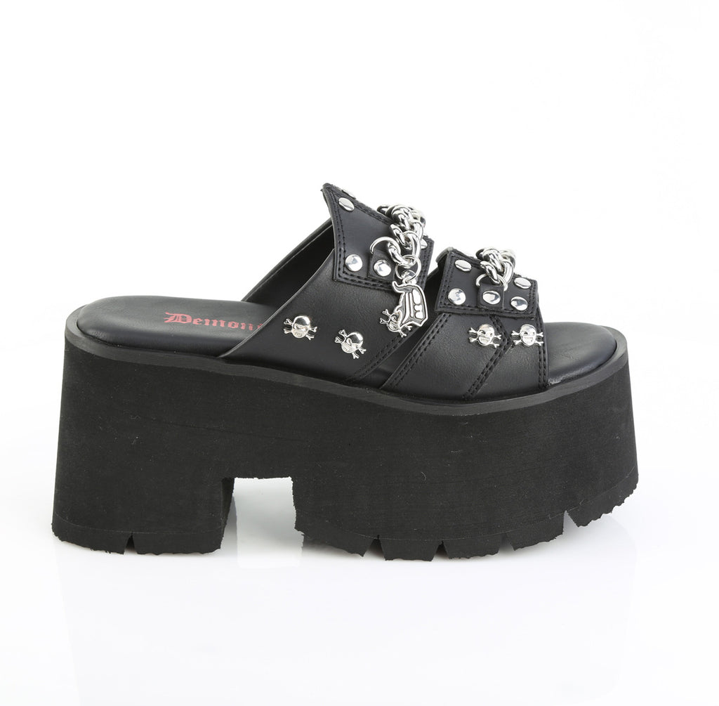 Demonia Ashes-08 Skull Stud Platform Slides