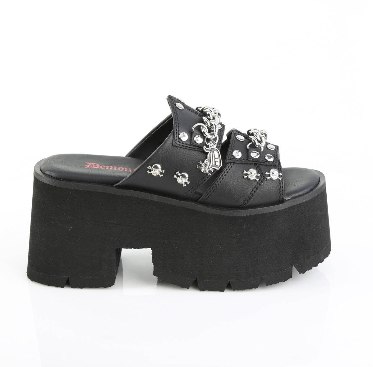 Demonia Ashes-08 Skull Stud Platform Slides