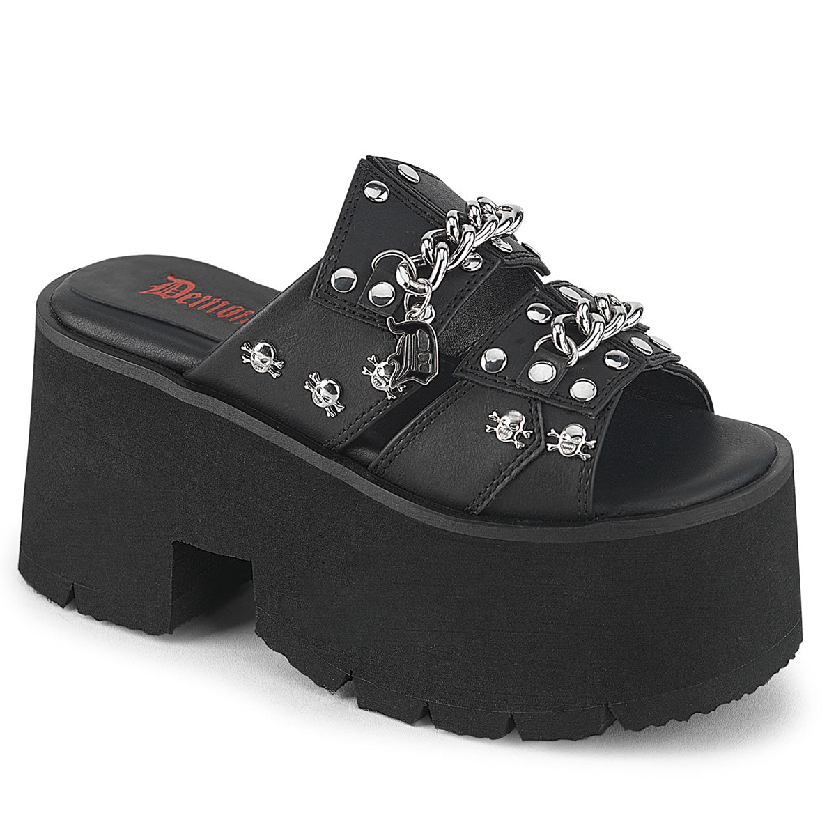 Demonia Ashes-08 Skull Stud Platform Slides