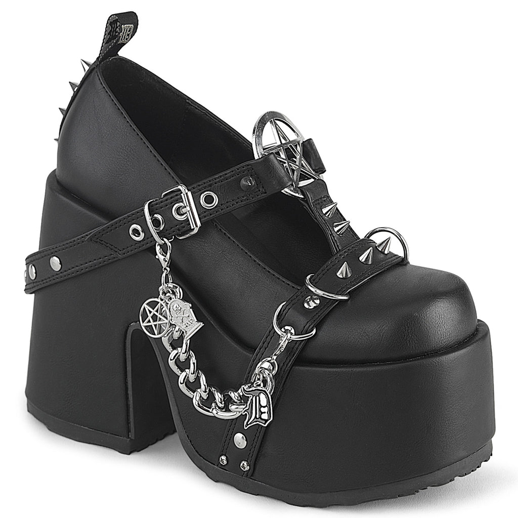 Demonia Camel-33 Chain & Charm Maryjanes – Black