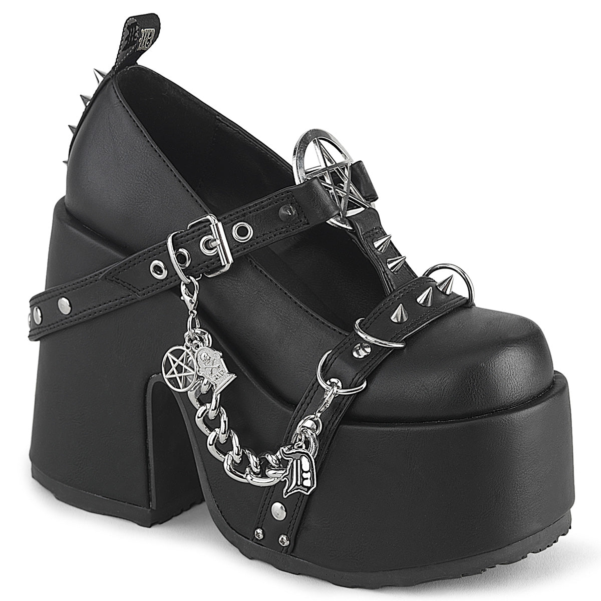 Demonia Camel-33 Chain & Charm Maryjanes – Black