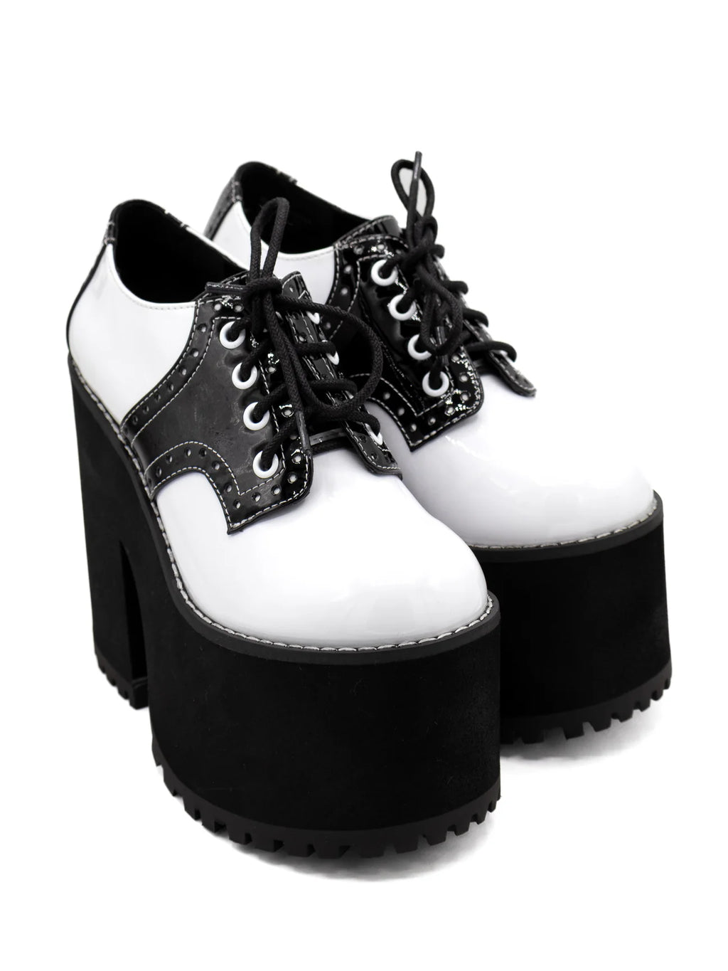 Strange Cvlt Sadie Platform Shoes – Black & White Vegan Leather