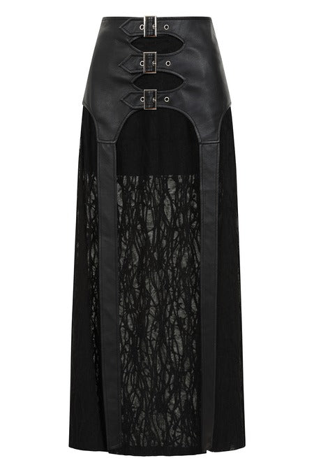 Buckled Pleather Maxi Skirt