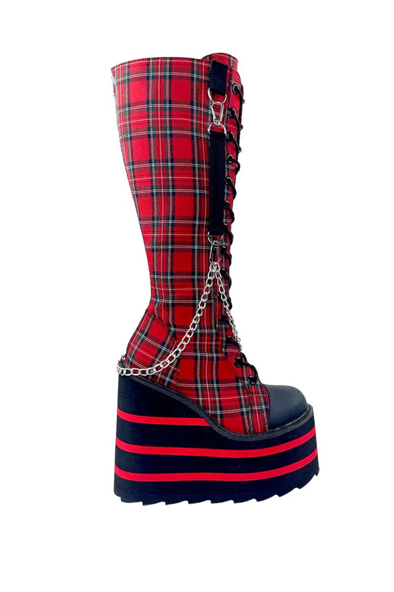 YRU Detention Plaid Platform Boots