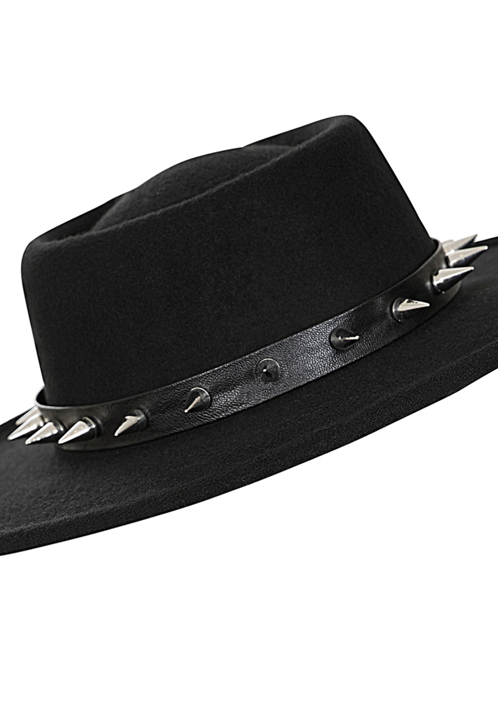 Black Spiked Wide-Brim Hat