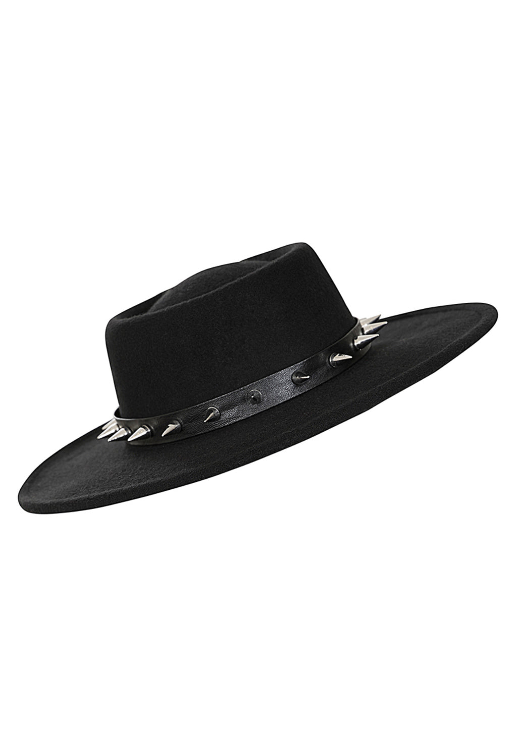 Black Spiked Wide-Brim Hat