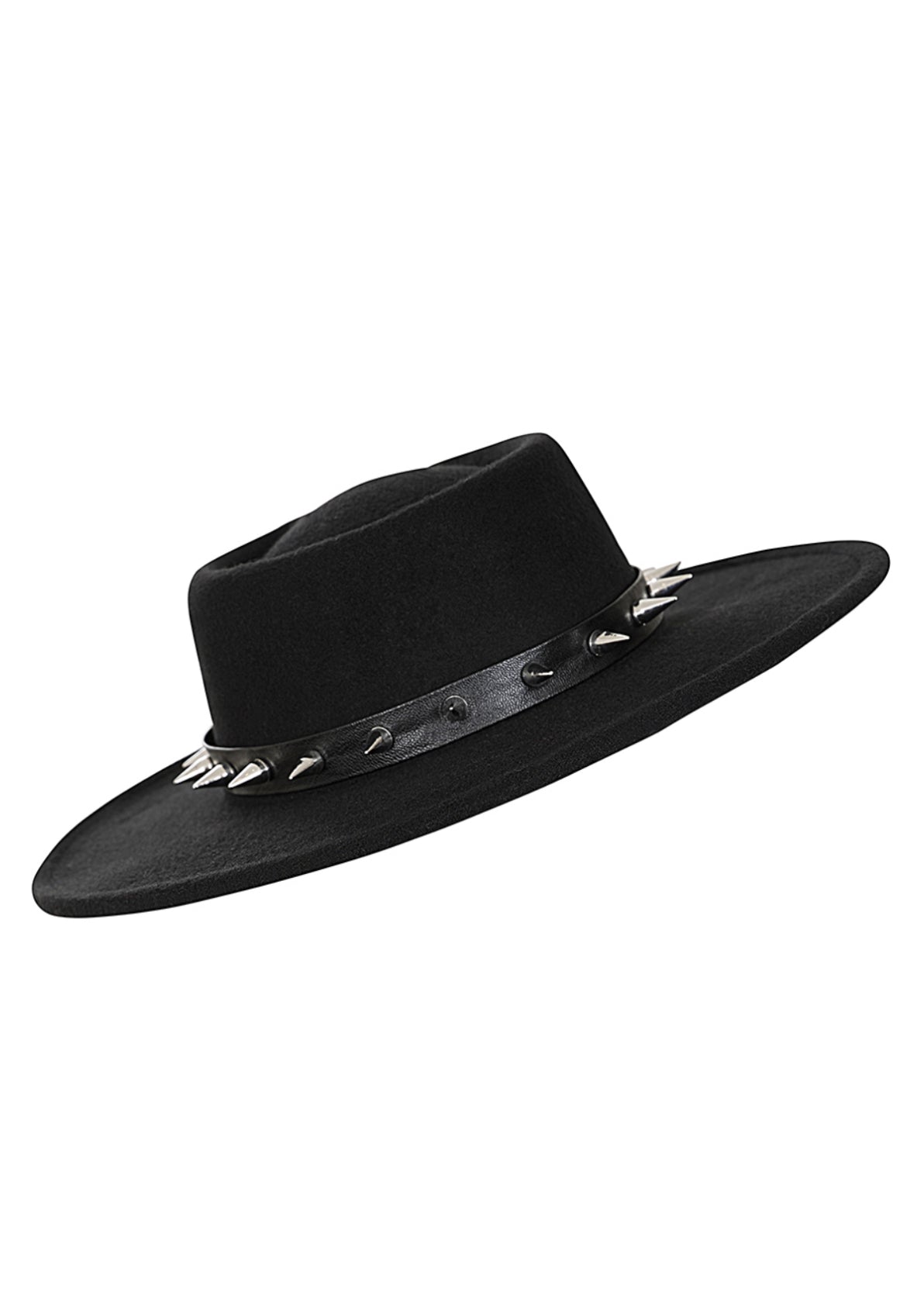 Black Spiked Wide-Brim Hat