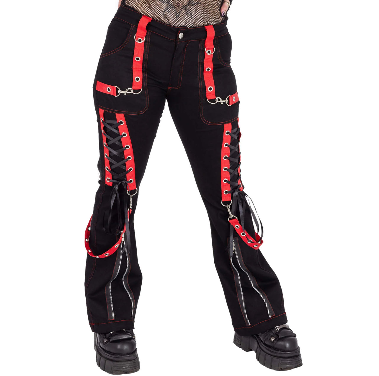 Streetwear Strap Pants - Black/Red